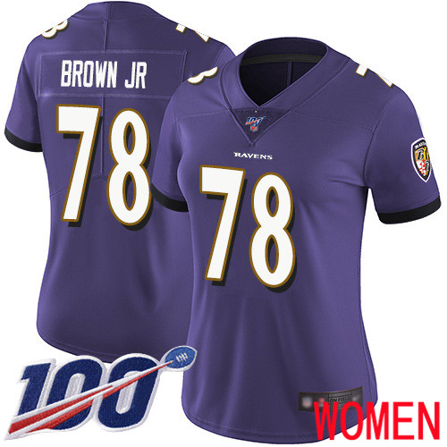 Baltimore Ravens Limited Purple Women Orlando Brown Jr. Home Jersey NFL Football #78 100th Season Vapor Untouchable